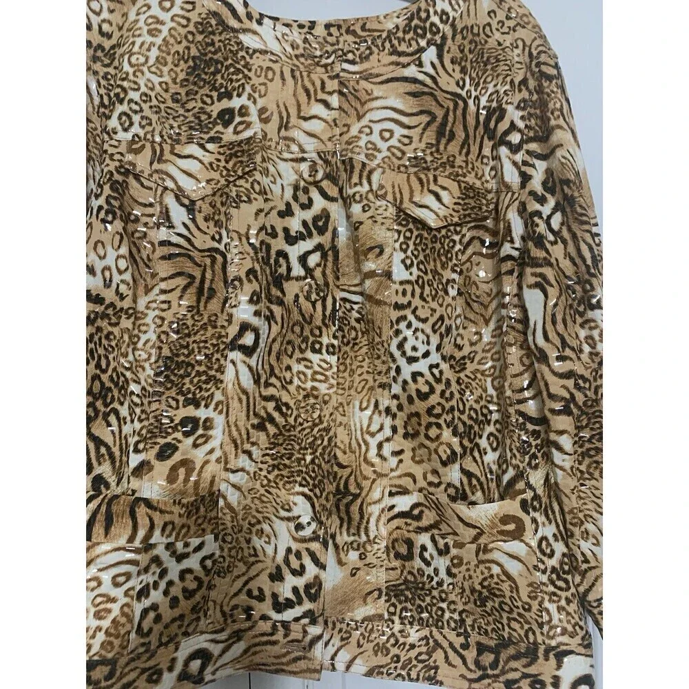 Ruby Rd Woman Shiny Shimmery Animal Print Statement Jacket‎ Size 20W (GG12)